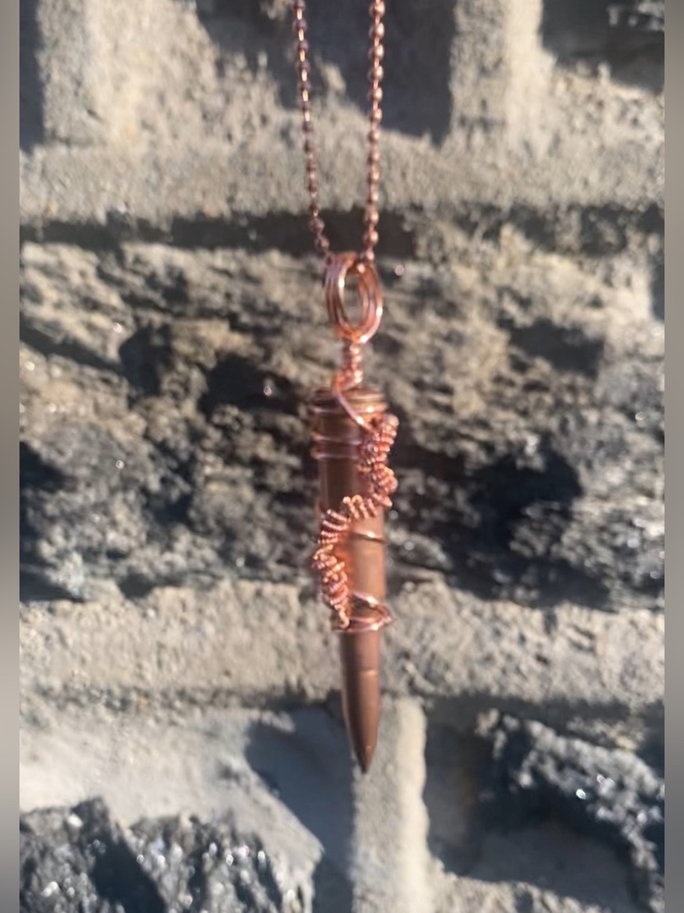 Handcrafted Copper Bullet Pendant Necklace w/ 22in Copper Chain